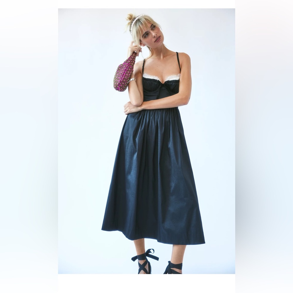 For Love & Lemons Doris Lace-Trim Midi Dress